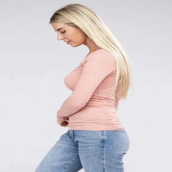 V-Neck Long Sleeve T-Shirt | RADYAN&reg; Burgundy {5}