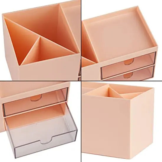 Office Desk Organizer with drawer, Office Supplies and Desk Accessories, Business Card/Pen/Pencil/Mobile Phone/Stationery Holder Storage Box (Pink) {5}