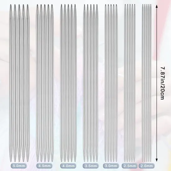 35 Pieces Short Knitting Needles Set Metal - Double Pointed Knitting Needles Stainless Steel Knitting Needles Double Ended with Case and Large-Eye Needles Stitch Markers Scissors Knitting Supplies {1}