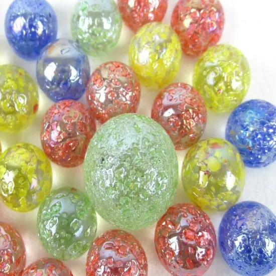 25 Glass Marbles STAR DUST Speckled Glitterbomb red green yellow blue Shooter {2}