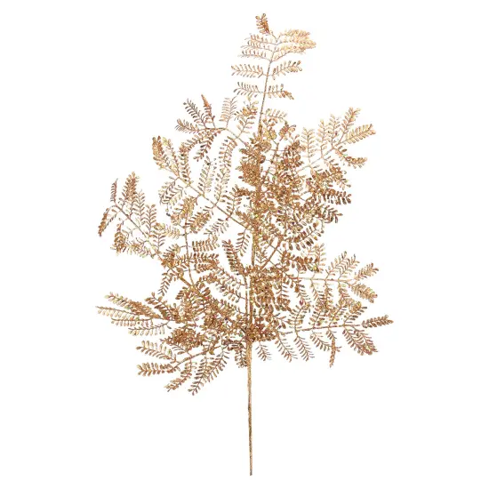 Select Artificials 28" Brown Glittered Mimosa Tree Leaf Autumn Spray {1}