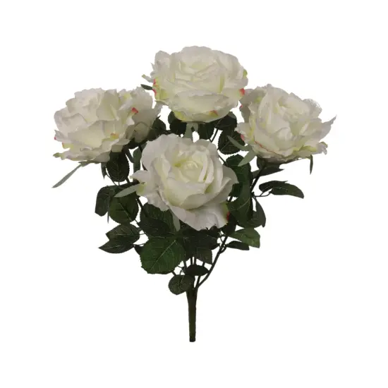 6-Pack: Cream Rose Bush with 7 Silk Flowers & Foliage, Floral Home by Artificial Flowers {1}