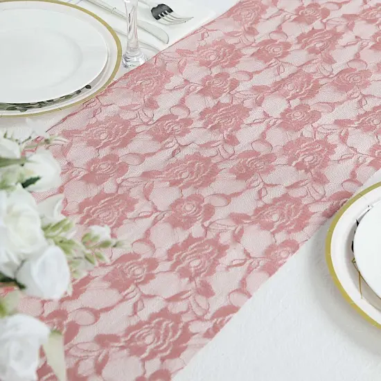 12x108 in Rose Floral Lace TABLE RUNNER Dusty blue {6}