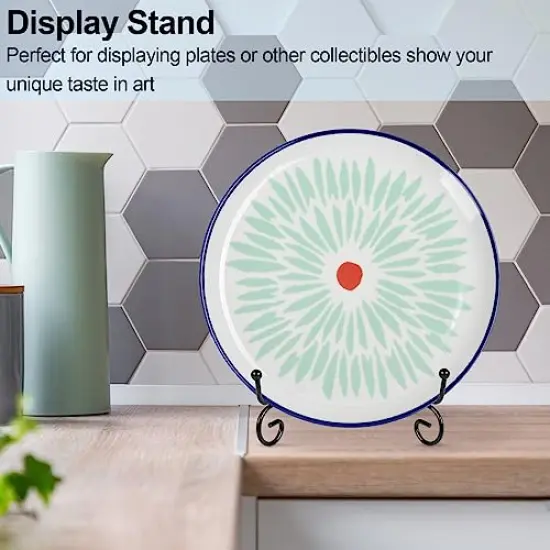 vivinin 4 Pack Plate Stands For Display, Plate Holder 6 Inch, Picture Frame Stand of Metal, Frame Holder Stand and Artworks, Small Easel Stand for Book, Tabletop Art, Picture, Photo and Platter {4}