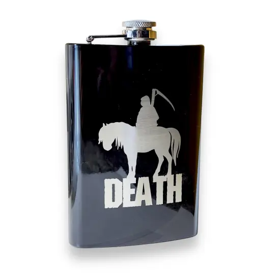 8oz BLACK Death Four Horsemen of the Apocalypse Flask {1}