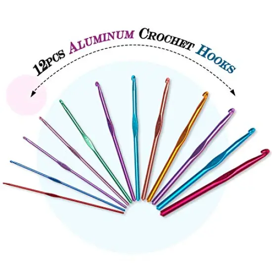 Aluminum Crochet Hooks Set, Knitting Needle Kit, Organizer Carrying Case with 12pcs 2mm to 8mm Hooks and Complete Accessories, All in Place and Easy to Carry, Owls {6}