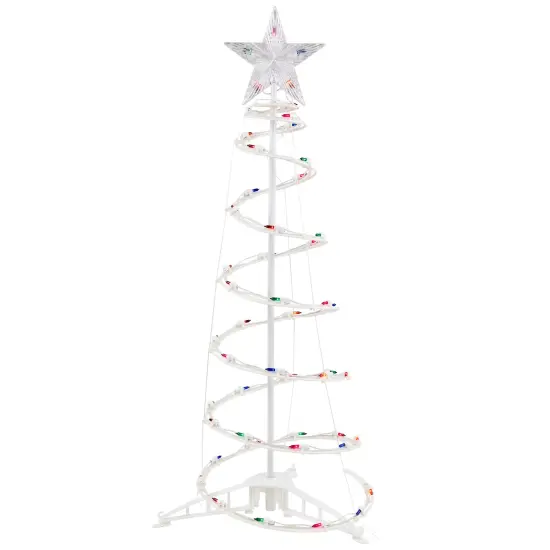 Northlight Lighted Spiral Outdoor Christmas Cone Tree with Star - 3' - Multi-Color Lights White {3}