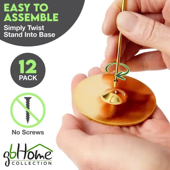 12 Pack, 8 Inches, Gold Place Card Holders, Picture Holders for Tables, Table Card Holders for Wedding Table Numbers, Table Number Stands, Table Sign Holders {3}