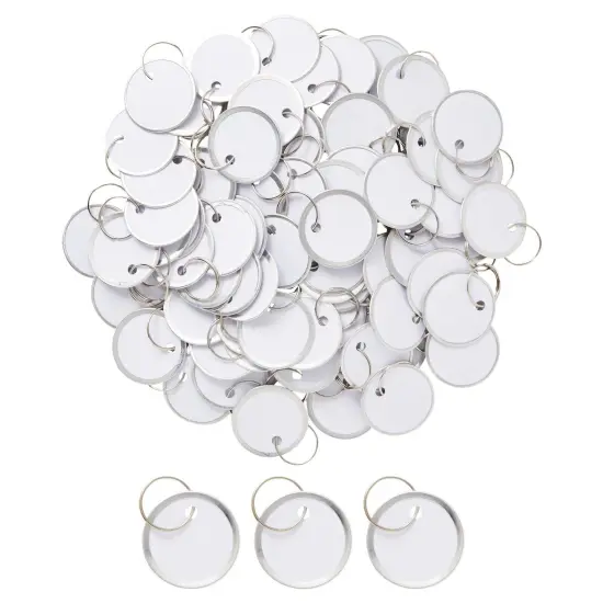 100-Pack 1.2 inch Blank Paper Key Label Tags with Metal Rimmed Rings {1}