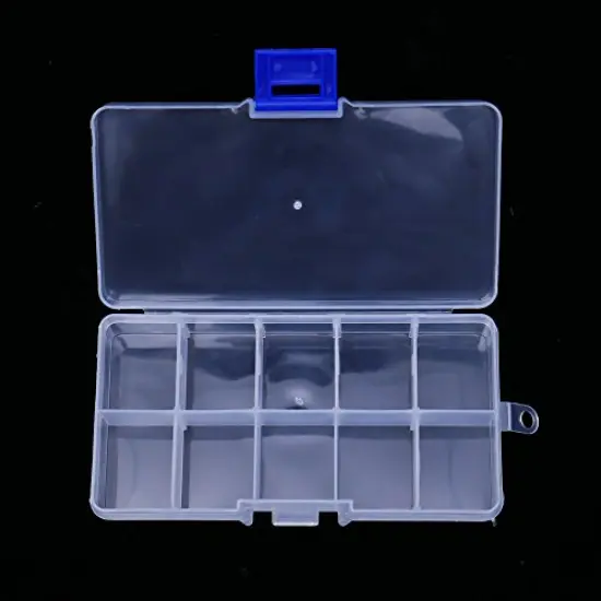 2 Pieces Plastic Jewelry Organizer Box Clear Storage Bead Case for Little Crafts/Arts Container with 10 Grids, Small {6}