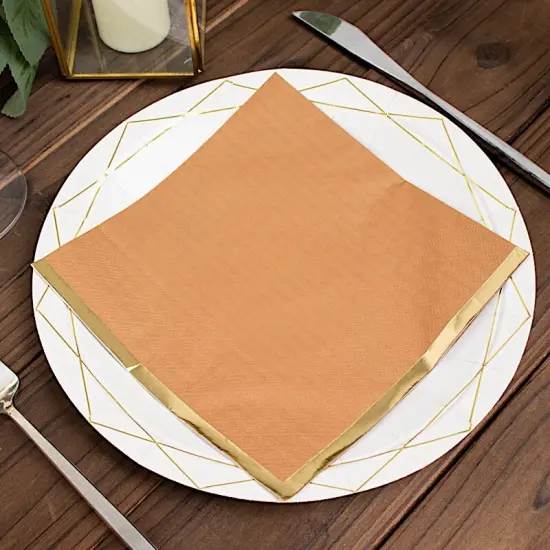50 Pastel Gold Trim 2 Ply Paper Napkins for Events Terracotta {1}