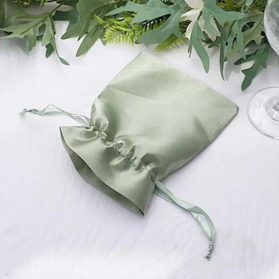 60 pcs 4x6 Satin Favor Drawstring Bags Sage green {3}