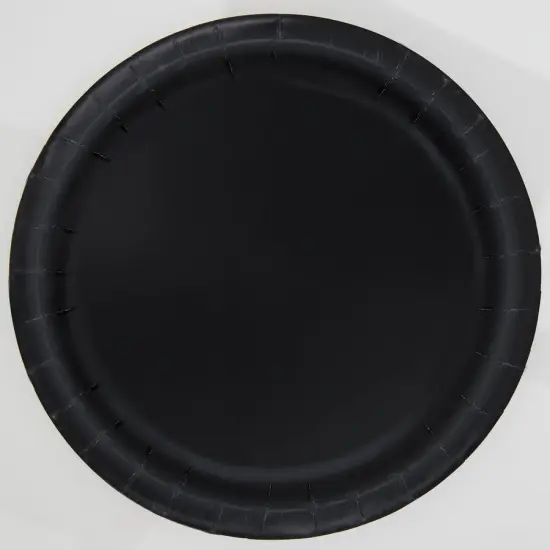 Black Solid Round 7" Dessert Plates, 8ct {1}