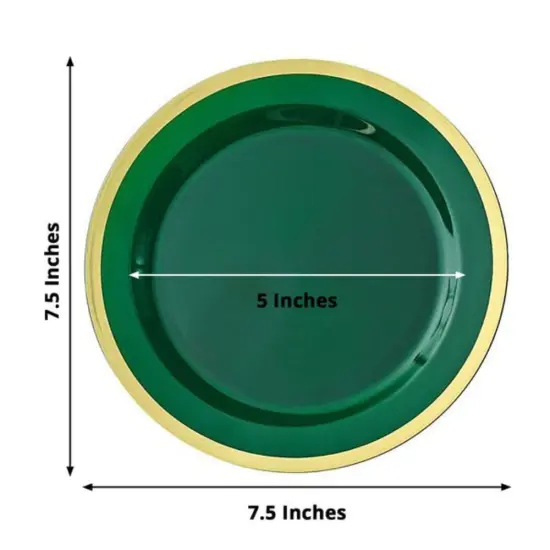 Round Plastic Dessert Plates with Gold Rim Hunter green & gold {2}