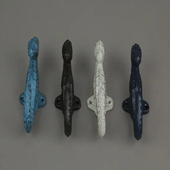 Set of 4 Cast Iron Seahorse Decorative Wall Hooks {3}