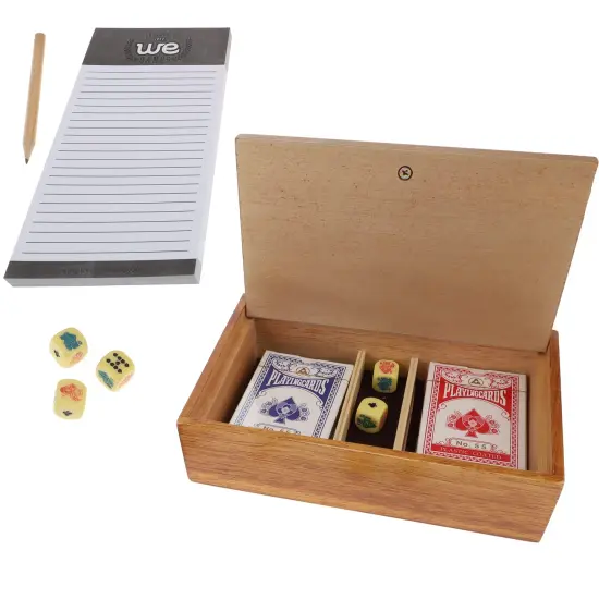WE Games Aces & Spades Wood Card & Poker Dice Box {4}