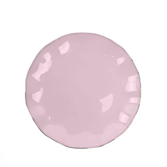 9" Round Disposable Salad Dinner Plastic Plates Gold Wavy Trim Lavender {1}