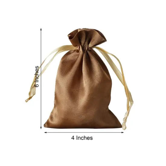 60 pcs 4x6 Satin Favor Drawstring Bags Antique gold {2}