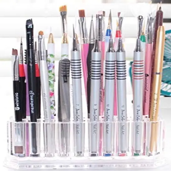Acrylic Makeup Finger Nail Art Tool Organizer 26 Spaces For Storing Beauty Nail Art Kit Tools - Clear {5}