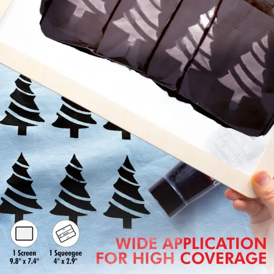 Screen Print Kit with Reusable Wooden Frame, 1 Screen Printing Squeegee, and 3 x 100ml Ink - Silk Screen Printing Kit for Beginners {6}