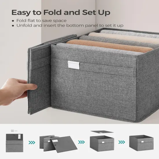2 Pieces Storage Baskets,Extra Large Storage Bins for Organizing, 15.7 x 11.8 x 9.8 Inches, Fabric Storage Cubes for Shelves, Easy to Clean, Foldable, 2 Handles, Dove Gray UROB240G02 {4}