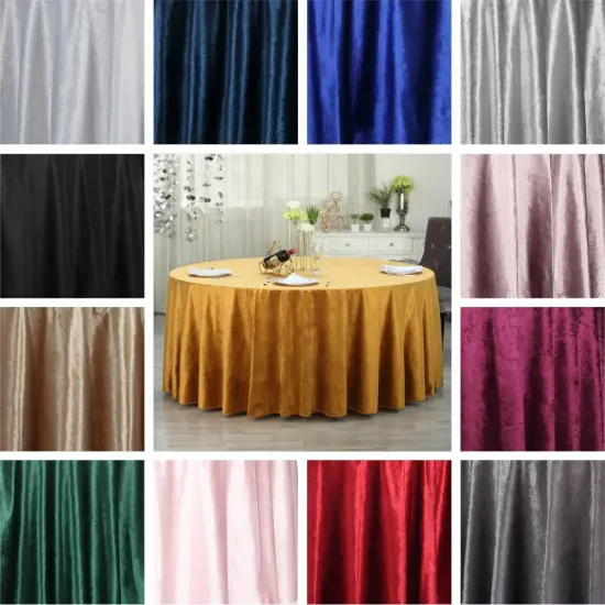 120-Inch Classic Round Premium Velvet Tablecloth Terracotta {2}