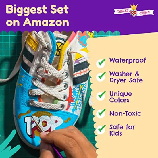 15 Colors Permanent Fabric Paint for Clothes, Fabric Paint for Canvas Textile Paint Cloth Paint Fabric Paint Set Fabric Paints Child Safe Paint for Fabric with 10 Brushes & Storage Box (60ml each) {6}