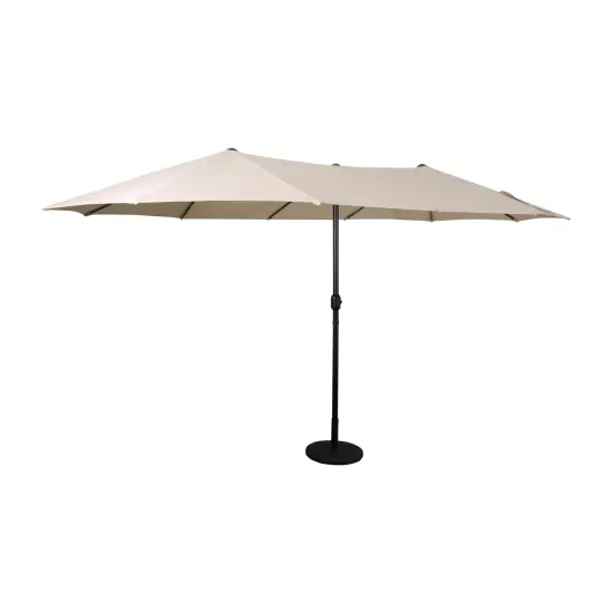 Merrick Lane Evanston 15 FT Triple Head Umbrella for Patio Use with Crank Handle, and Easy Lift Function Gray {8}