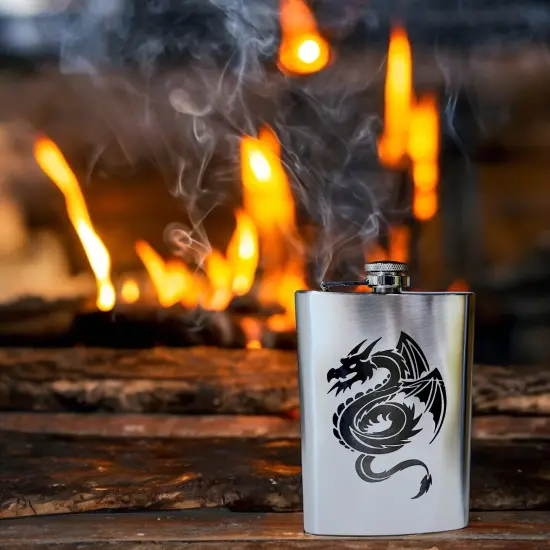 8oz Flying Dragon Stainless Steel Flask {6}