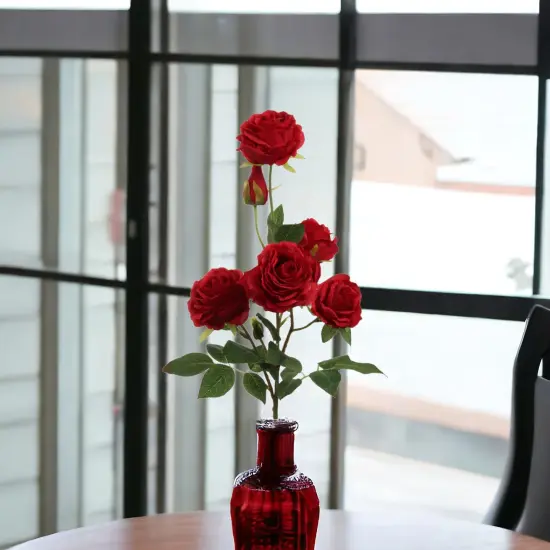 27" Crimson Red Rose Spray - Set of 12, Lifelike Silk Roses, Elegant Floral D&eacute;cor, Perfect for Weddings, Events & Home - Ideal for All Seasons, Floral Home by Artificial Flowers {4}