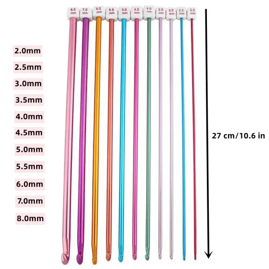 11 Pieces Tunisian Crochet Hook Afghan Aluminum Crochet Needle(2mm to 8mm) {1}