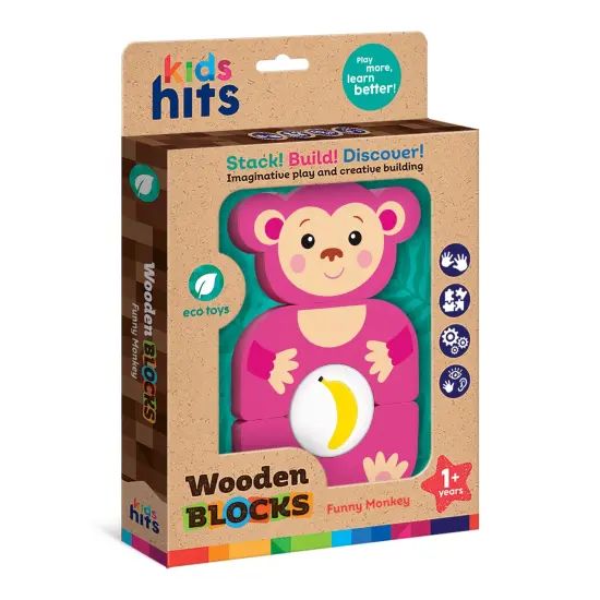 Kids Hits: Wooden Toy - Unleash Creativity with the Funny Monkey Build-and-Match Game! {6}
