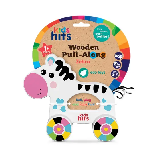 Kids Hits: Colorful Wooden Push & Pull Toy Pull-Along Zebra - A Fun Companion for Toddler Exploration! {6}