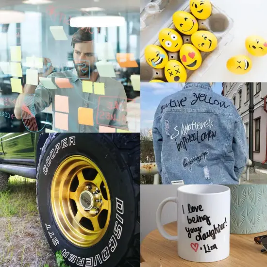 7 Pieces Color Paint Pen, Oil Based Paint Marker, Medium Tip Permanent Paint Markers, Quick Dry Waterproof Paint Pens for Wood Crafts, Rock, Ceramic, Tire, Glass, Fabric, Metal, Canvas {3}