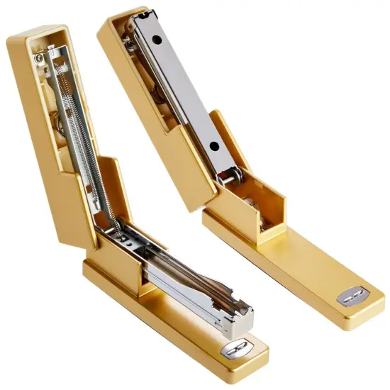 2 Piece Matte Gold Stapler and Tape Dispenser Set for Desk {3}