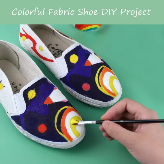 Colorful Fabric Paint Set for Clothes 12 Colors - Permanent Textile Paint Puffy Paint Kit for Shoes, Canvas - Non-Toxic Slick Painting Set for Adults, Beginner & Artists {3}