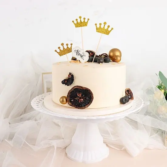 Royal Crown Cake Toppers - Gold Glittered 5" - Set of 24 {2}