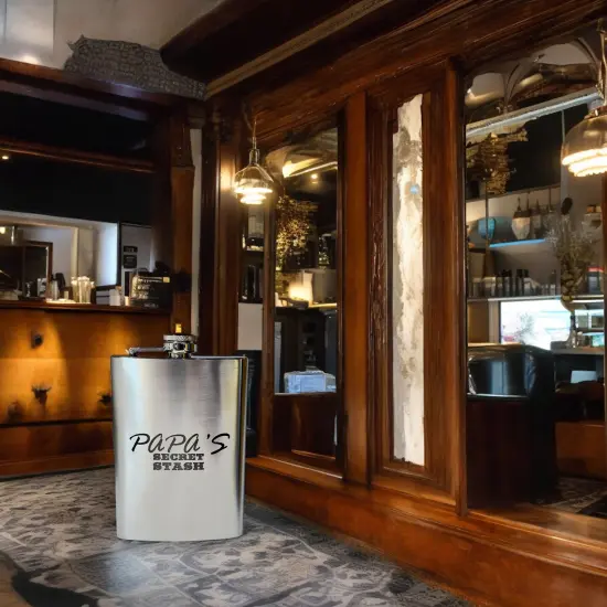 8oz Papa's Secret Stash Stainless Steel Flask {4}