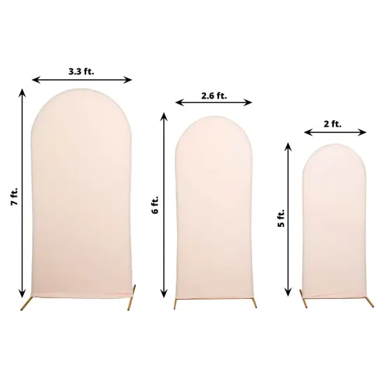 3 Fitted Matte Spandex Round Top Wedding Arch Backdrop STAND COVERS Blush {1}