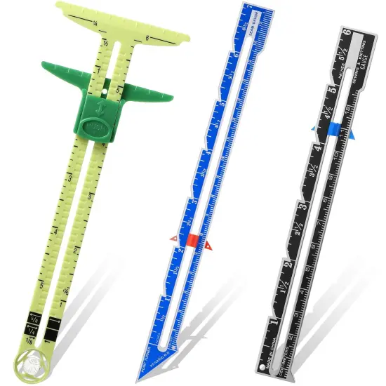 3 Pieces Sliding Gauge Measuring Sewing Tool Set Measuring Sewing Gauge 5-in-1 T-Shaped Sliding Gauge Ruler Fabric Quilting Ruler for Beginner Knitting Crafting Sewing Supplies {1}
