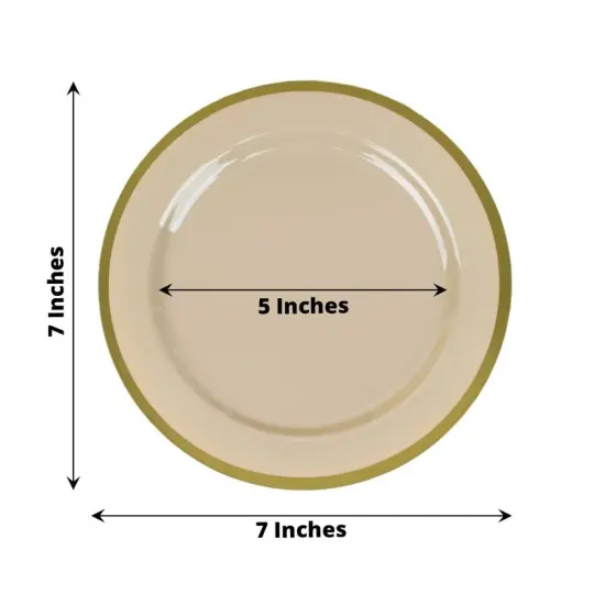Round Plastic Dessert Plates with Gold Rim Taupe with gold {2}