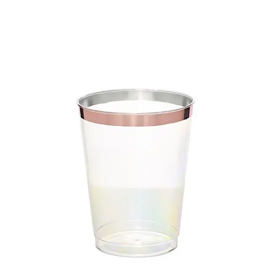 9 oz Clear Rose Gold Rim Plastic Disposable {2}