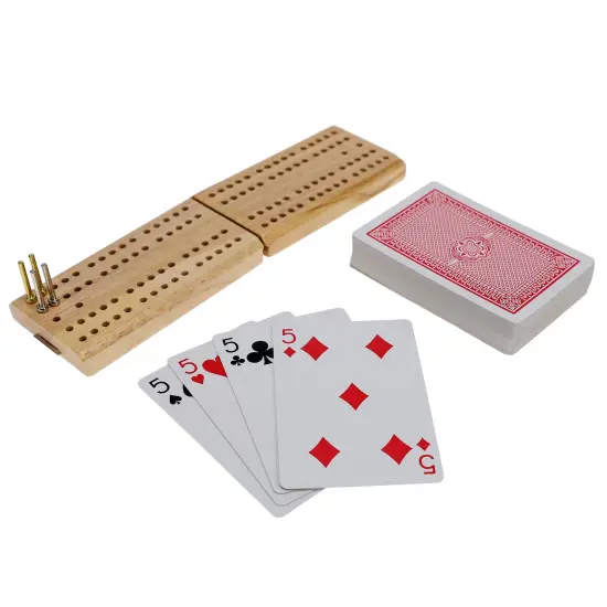 WE Games Walnut 7-Games-in-1 Combination Game Set - Includes Chess, Checkers, Backgammon, Dominoes, Cribbage, Poker, Dice and Cards {5}