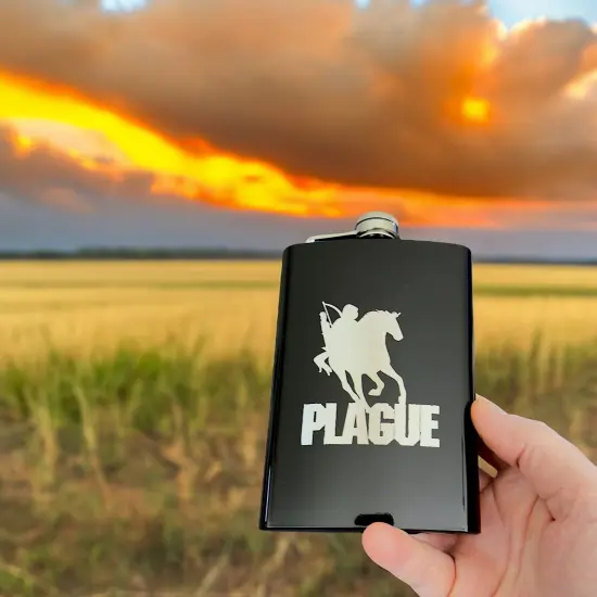 8oz BLACK Plague Four Horsemen of the Apocalypse Flask {2}