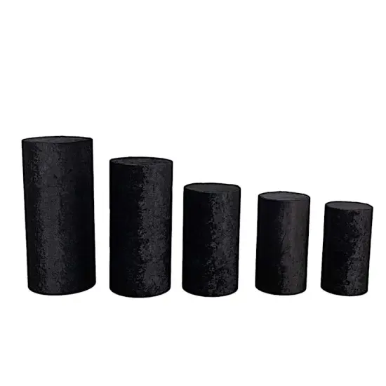 5 Cylinder Pedestal Crushed Velvet Display STAND COVERS Black {7}