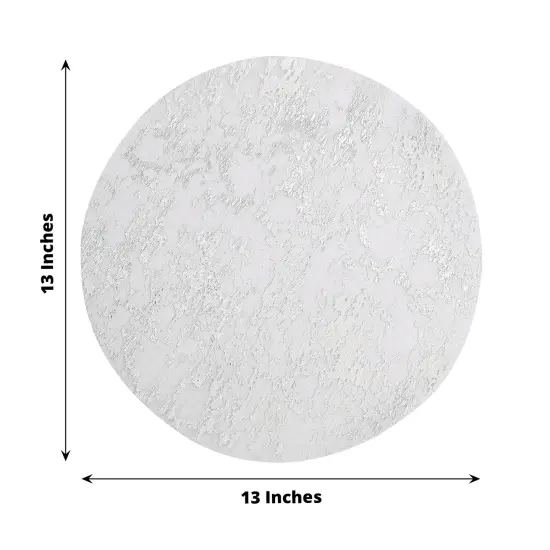 10 Metallic 13 in Round Polyester Mesh with Foil Table PLACEMATS Silver {7}