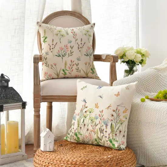 18x18 Spring Wildflowers Throw Pillow Covers Set of 2 {2}