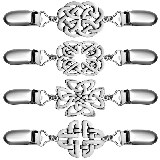 4 PCS Vintage Sweater Shawl Clips Retro Cardigan Collar Clips Dress Shirt Brooch Clips for Women Girls Wearing, 4 Styles (Casual Style) {2}