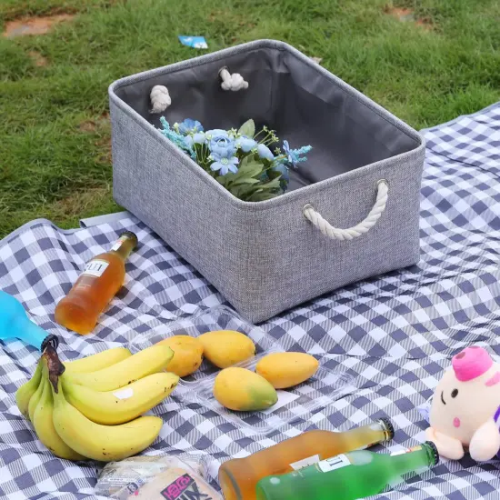 Storage Basket for Organizing, Collapsible Fabric Basket for Shelves, Closets, Laundry, Nursery, Decorative Basket for Gifts Empty (Grey) {5}