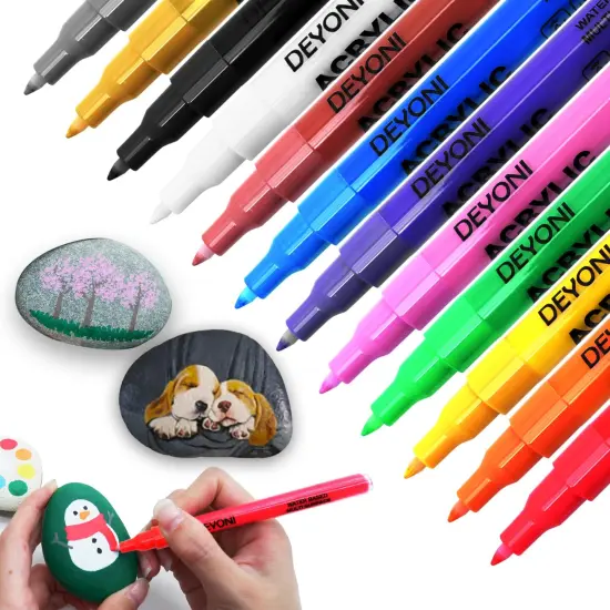12 Colors Acrylic Paint Pens for Kid 0.7mm, Extra Fine Paint Pens Acrylic Markers Canvas, Rock Painting, Wood, Fabric, Ceramic, Stone, Metal, Art Supplies {2}
